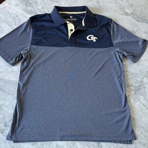Colosseum - Georgia Tech Men's Navy and Heather Blue Polo Shirt - Mens L